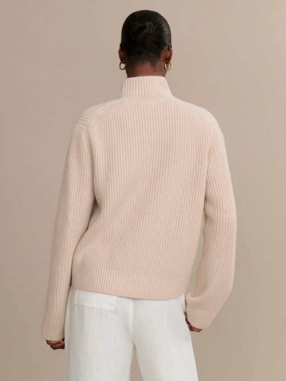 NWOT Jenni Kayne Boyd Cashmere Sweater In Oatmeal Small-XS Full-zip - Picture 7 of 14